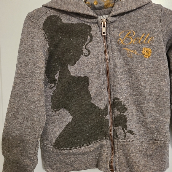 Genuine Disney Girls Gray Belle Zip Up Hoodie Sweater - Picture 3 of 5